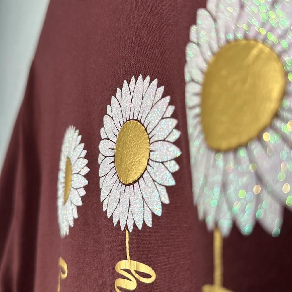 Faith Hope Love Glitter Daisy Burgundy Short Sleeve T-shirt Women's Size… - Picture 4 of 7